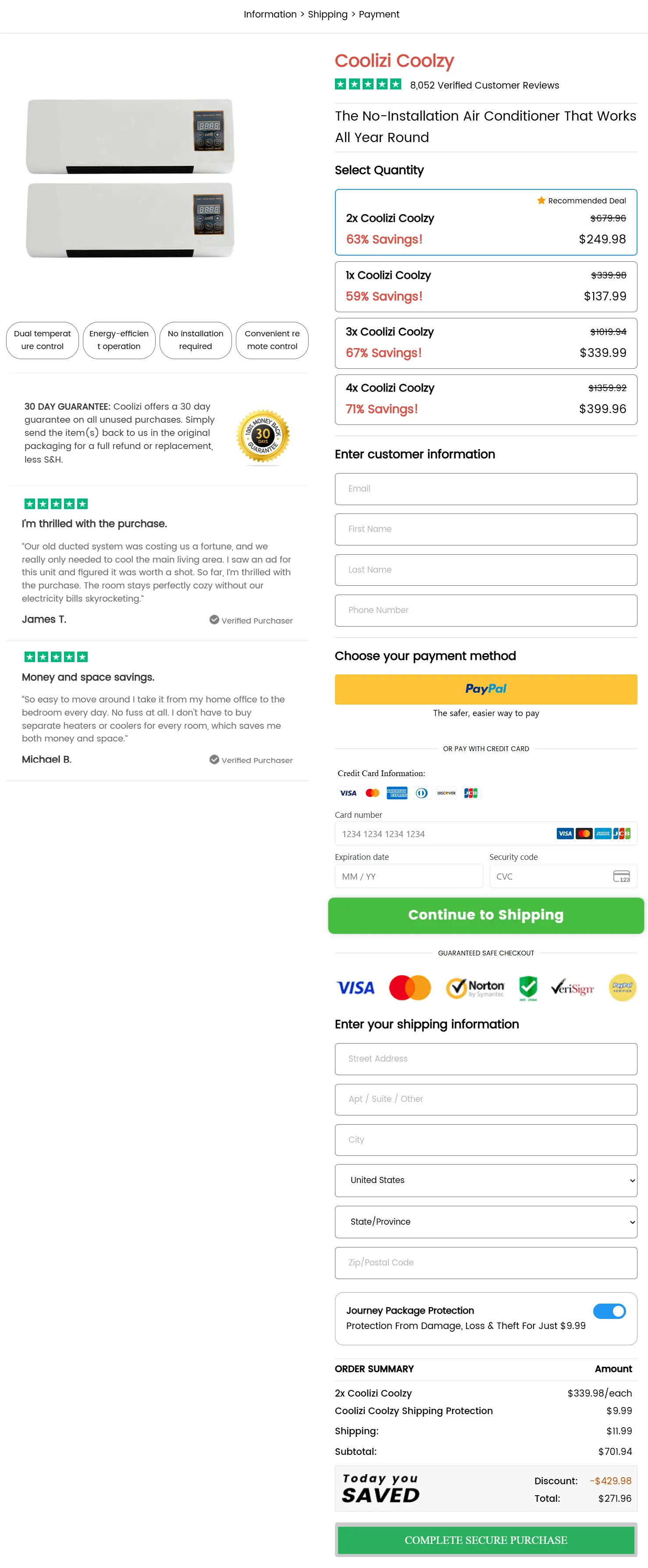 Sichere Checkout-Seite von Coolizi Coolzy/Coolzy